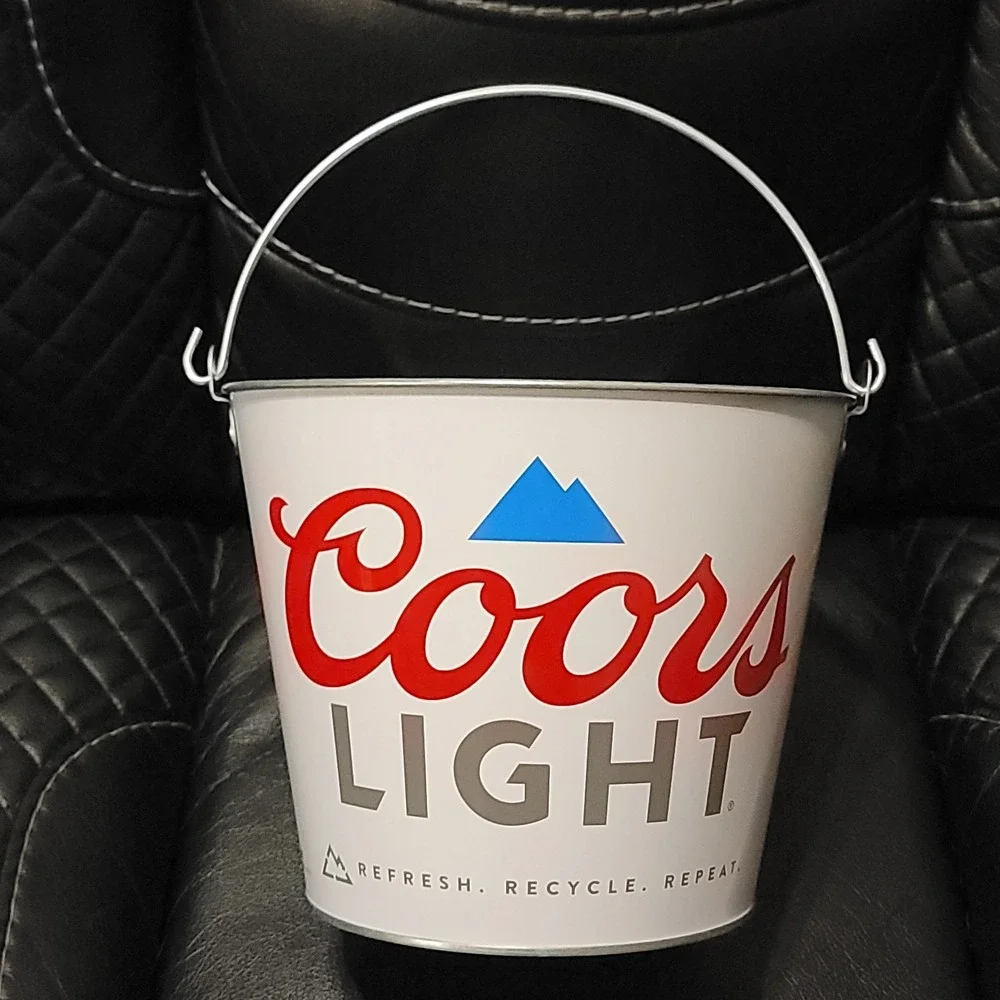 Coors Light Beer Bottle Service Handled Galvanized Metal 5 Quart Ice Bucket Pail